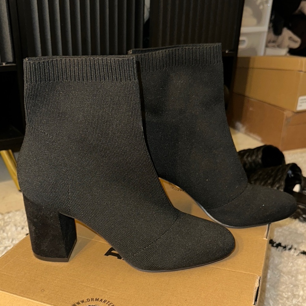 MIA Black Heeled Boots with Chunky Block Heel